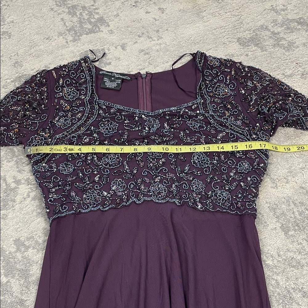 Pisarro Nights Beaded Bodice A Line Gown Maxi Dress Wine Purple Sz 6 - Picture 9 of 13